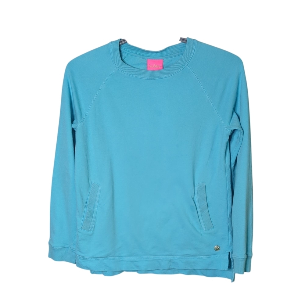 Lilly Pulitzer Mini Luxletic Beach Comber Sweatshirt Size 12-14 Y Bright Blue